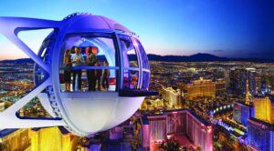A view of a cabin on the High Roller Las Vegas Strip Observation Wheel