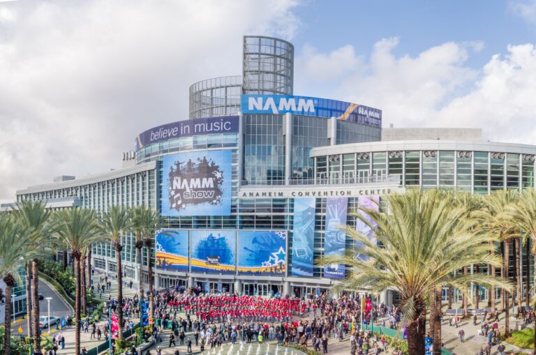photo of the outside of the Anaheim Convention Center, where the 2023 NAMM Show was held