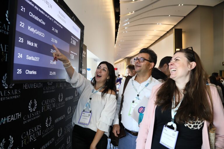 people looking at the leaderboard for Caesars Global Wellness Challenge