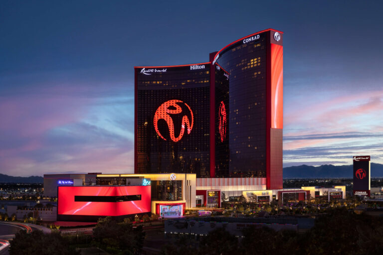 Photo of Resorts World in Las Vegas at night