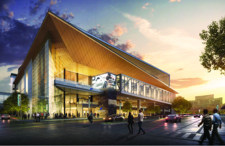 This is concept art for the planned construction to the Baird Center in Milwaukee.