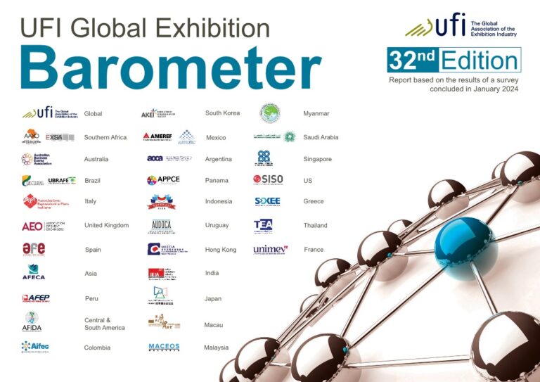 This image displays the cover of the UFI Global Exhibition Barometer.