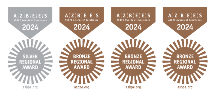 This is a photo of the Azbee Award badges won by Trade Show Executive in 2024.