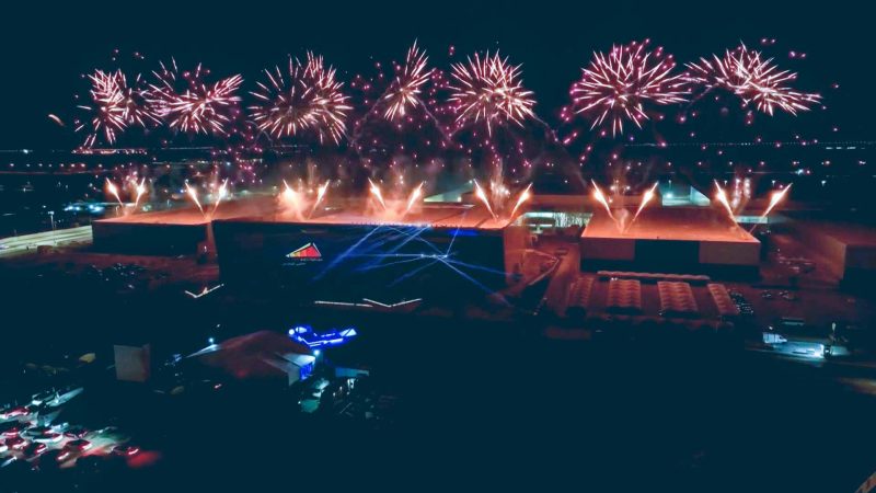photo from the opening of Exhibition World Bahrain, which included a fireworks show