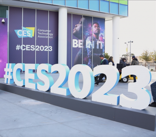 image from outside the LCVV of the CES 2023 sign
