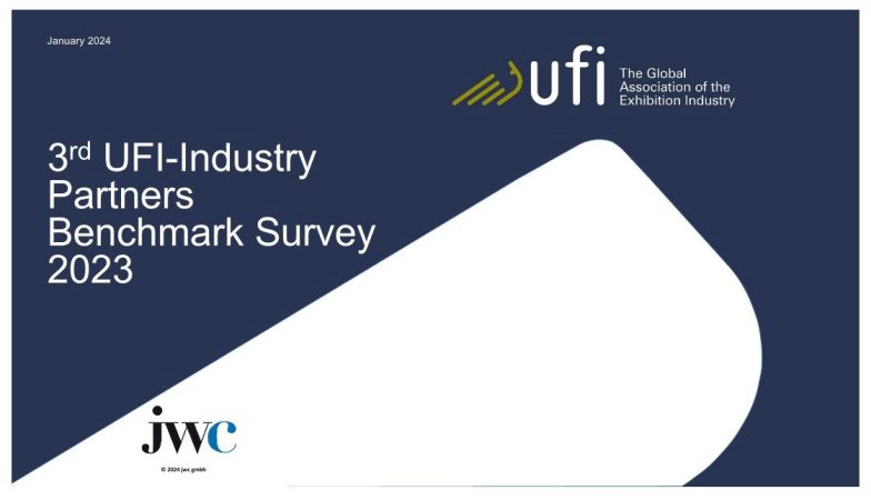 This is the cover of the 3rd UFI-Industry Partners Benchmark Survey 2023
