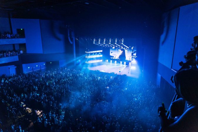 photo from inside the Coca Cola Arena with a full crowd