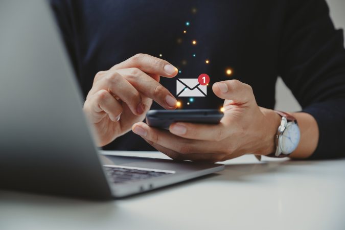 person seeing an email notification