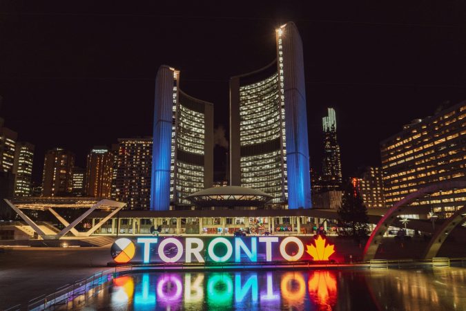 This is a photo of the skyline in Toronto, Canada.